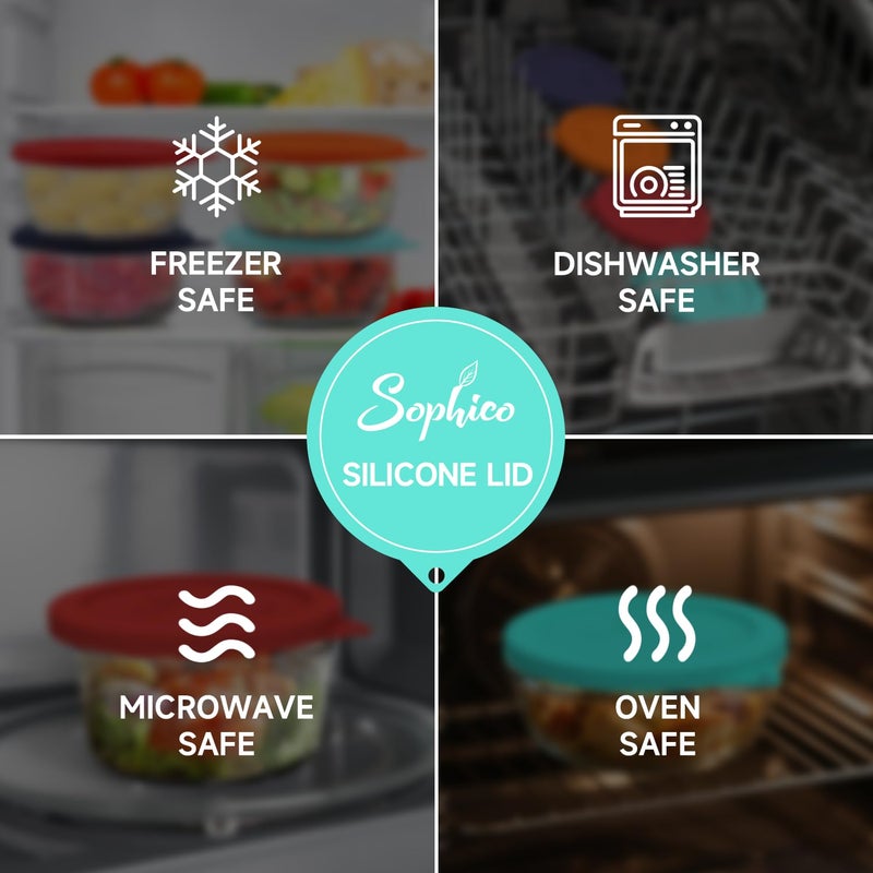 SOPHICO غطاء تخزين سيليكون دائري من سوفكو بديل لأواني أنكر هوكينغ وبايركس 7402-PC لوعاء زجاجي سعة 6/7 كوب (الحاوية غير مشمولة) (نعناع - عبوة من 2) - Image 5